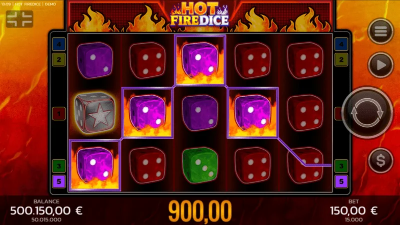 Hot Fire Dice - Game cơ bản và biểu tượng Fire Blaze mở rộng